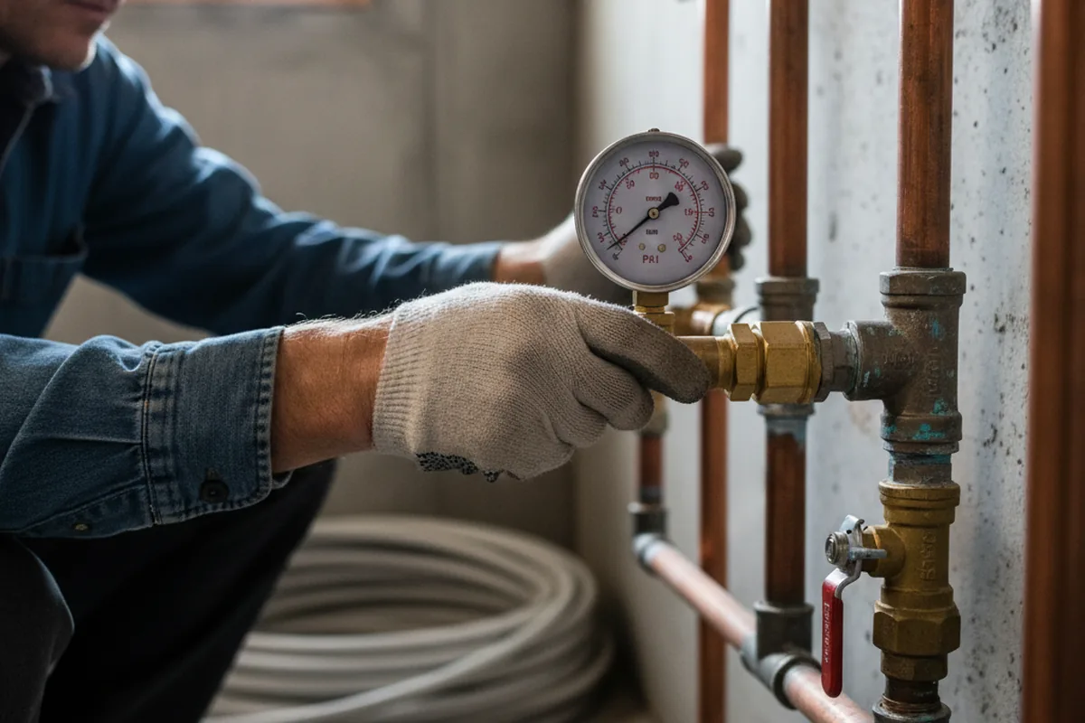 Pressure testing a repaired line during Water Line Repair in Mount Holly Springs